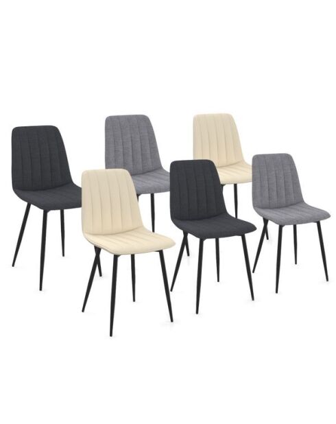 6 Chaises Fiona en velours multicolores - 46x55x88 cm