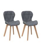 2 Chaises Gladys en tissu gris et pieds bois - 46x50x79 cm