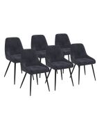 6 Chaises Olivia en velours gris foncé et pieds métal noirs - 47,5x54x79 cm