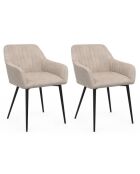 2 Chaises Ariana en velours taupe et pieds métal - 51x56x76 cm