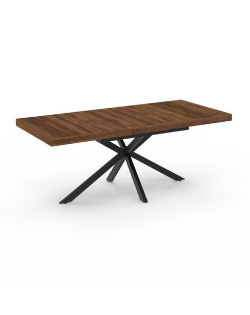 Table à manger extensible Spider effet noyer avec rangement - 160-200x90x75.5 cm