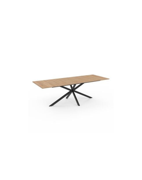 Table à manger extensible Spider bois et noir avec rangement - 200-240x90x76.5 cm