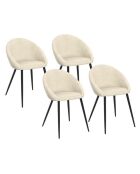 4 Chaises Dory en velours crème et pieds métal noirs - 54x52x77 cm