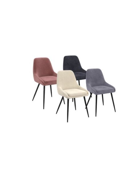 4 Chaises Olivia en velours multicolores - 47,5x54x79 cm