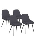 4 Chaises Ornella assise tissu gris foncé et pieds métal noirs - 47,5x54x79 cm