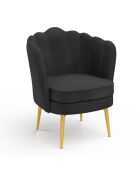 Fauteuil Arielle en velours gris et pieds dorés - 68x59x76 cm