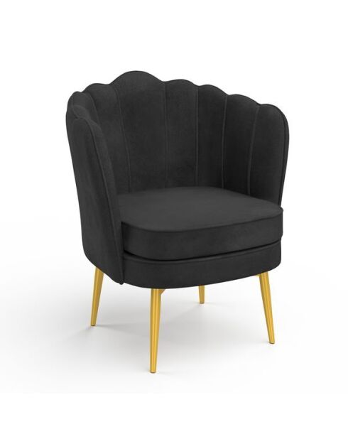 Fauteuil Arielle en velours gris et pieds dorés - 68x59x76 cm