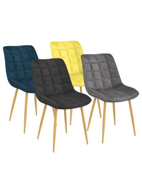 6 Chaises Melinda en velours multicolore et pieds dorés - 46x62.5x82 cm