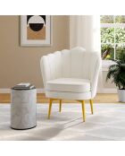 Fauteuil Arielle en bouclette et pieds dorés - 68x59x76 cm