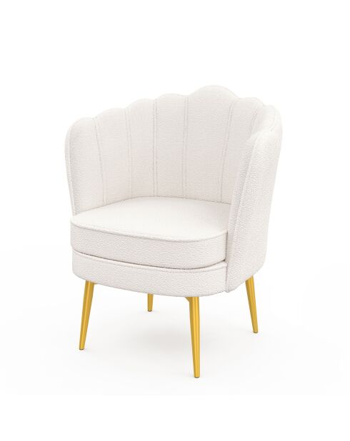Fauteuil Arielle en bouclette et pieds dorés - 68x59x76 cm
