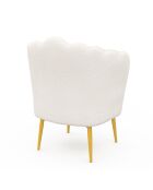 Fauteuil Arielle en bouclette et pieds dorés - 68x59x76 cm