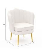 Fauteuil Arielle en bouclette et pieds dorés - 68x59x76 cm