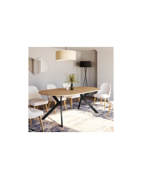 Table à manger ronde extensible Spider bois et noir - 110-200 cmx110x75 cm