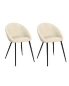 2 Chaises Dory en velours crème et pieds métal noirs - 54x52x77 cm