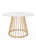 Table à manger ronde Adelle effet marbre et doré - 110x110x75 cm