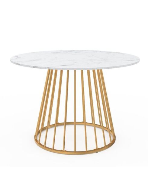 Table à manger ronde Adelle effet marbre et doré - 110x110x75 cm