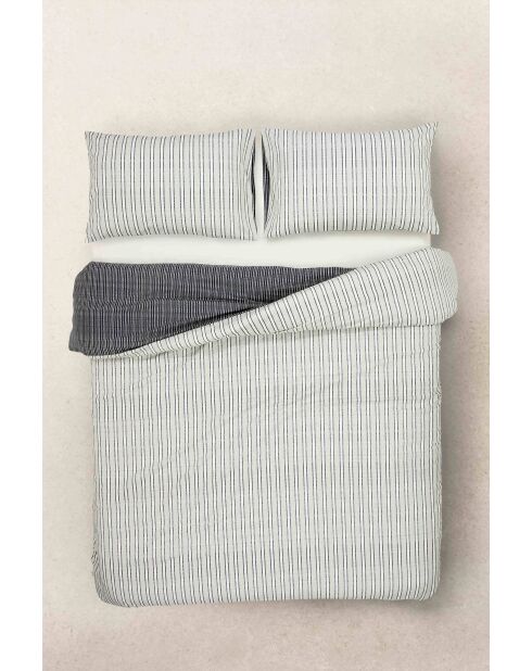 Parure housse de couette Louis Stripe Grise