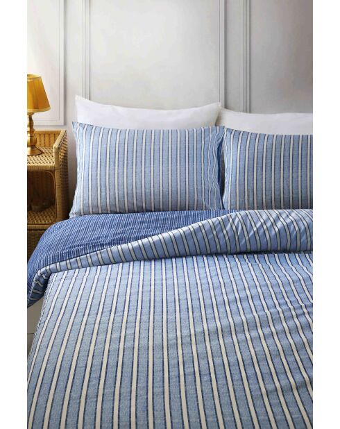 Parure housse de couette Louis Stripe Bleue