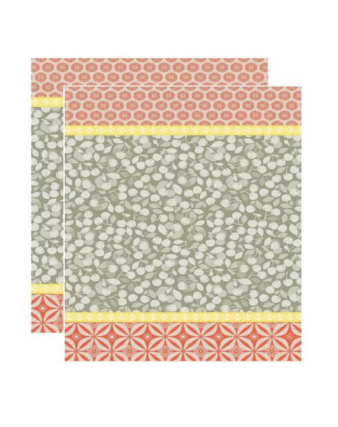 2 Torchons Cerises Naturel Vpc - 80x60 cm