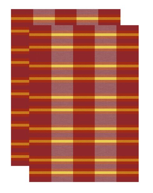 2 Torchons Rayures Orange Vpc - 50X70 cm