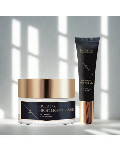 24-karätiges Goldset Nachtcreme+Augenkonturcreme - 2 Stück