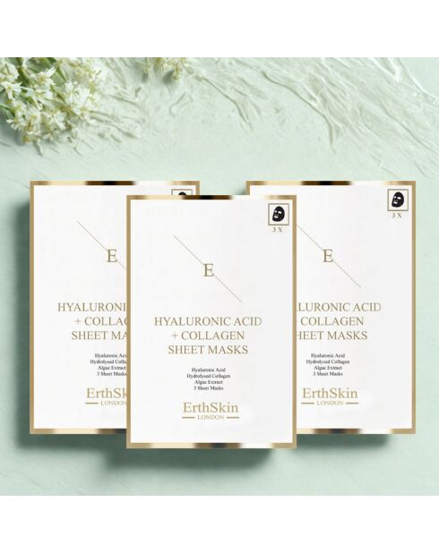 Hyaluronsäure- und Kollagenmaske - 3 Stück