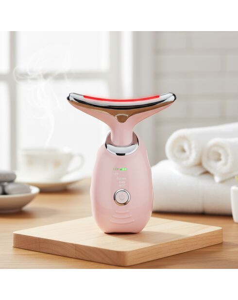 Massaggiatore viso e collo rosa antietà