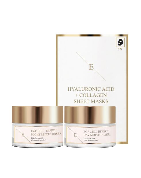 Set effet cellules EGF Crèmes jour & nuit + Masque acide hyaluronique - 3 pièces