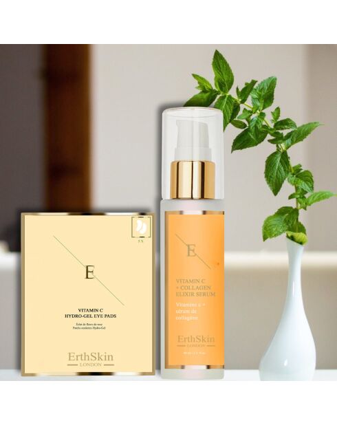 Serumset met vitamine C-elixer + 5 hydrogelpleisters voor de ogen met vitamine C - 2 stuks