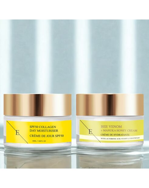 Set Crème venin d'abeille et  miel + Crème de jour au collagène SPF 50 - 2 pièces