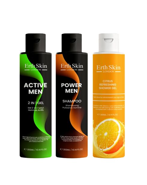 Shampoo Power Men 300 ml + gel 2 in 1 Active Men 300 ml + gel doccia rinfrescante agli agrumi 300 ml