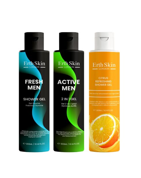 Gel doccia Fresh Men 300 ml + Gel 2 in 1 Active Men 300 ml + Gel doccia rinfrescante agli agrumi 300 ml