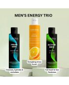 Gel de ducha Fresh Men 300 ml + Gel 2 en 1 Active Men 300 ml + Gel de ducha refrescante con cítricos 300 ml