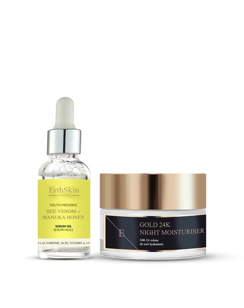 Bienengift- und Honigöl-Serum+Anti-Falten-Nachtcreme-Set - 2 Stück