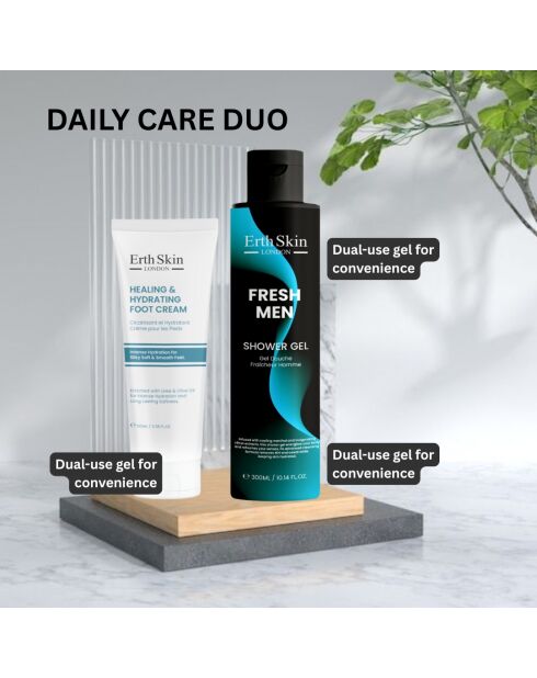 Fresh Men Duschgel 300 ml + Reparierende und feuchtigkeitsspendende Fußcreme 100 ml