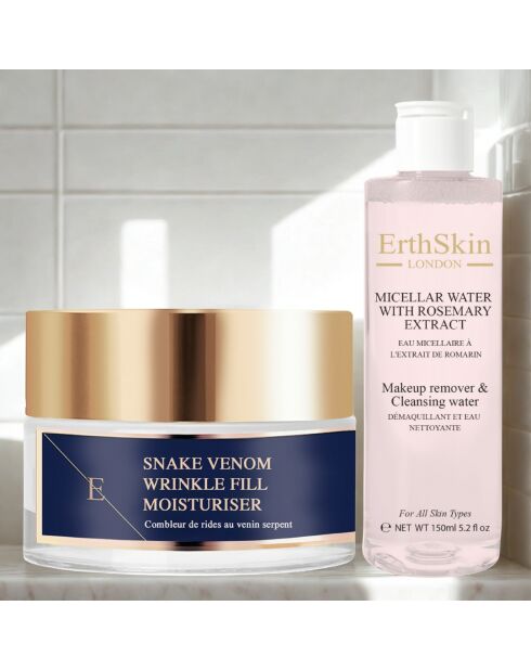 Set de crema hidratante antiarrugas con agua micelar de romero y veneno de serpiente, 2 unidades