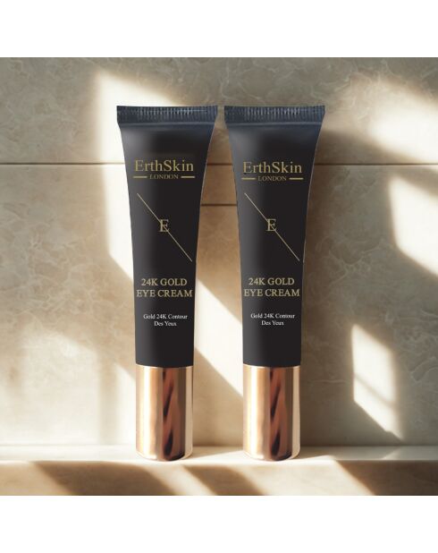 2 cremas para contorno de ojos en oro de 24 quilates, 2 x 15 ml