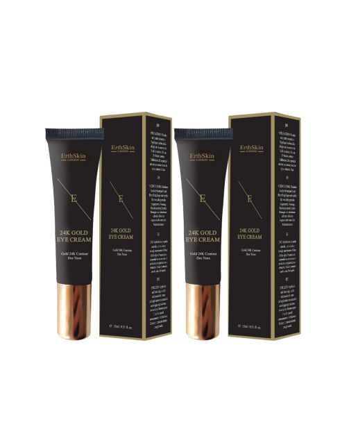 2 cremas para contorno de ojos en oro de 24 quilates, 2 x 15 ml