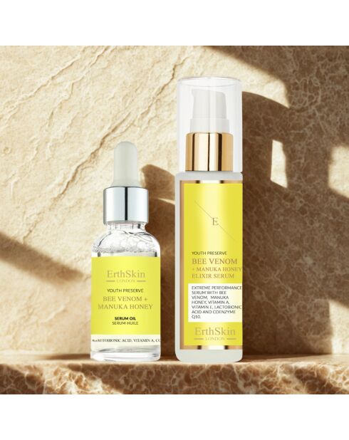 Set de sérum elixir de veneno de abeja y miel de manuka con aceite sérico, 2 unidades