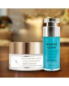 Marine Glow Konzentriertes Serum mit Vitamin C und Kollagen, 30 ml, Tagescreme mit Hyaluronsäure und Kollagen, 50 ml