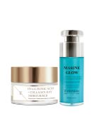Marine Glow Konzentriertes Serum mit Vitamin C und Kollagen, 30 ml, Tagescreme mit Hyaluronsäure und Kollagen, 50 ml