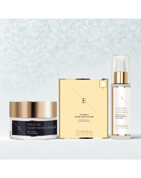 24-karaats gouden nachtcrèmeset 50 ml + hyaluronzuurserum + oogcontourpleisters - 3 stuks