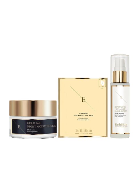 24-karaats gouden nachtcrèmeset 50 ml + hyaluronzuurserum + oogcontourpleisters - 3 stuks