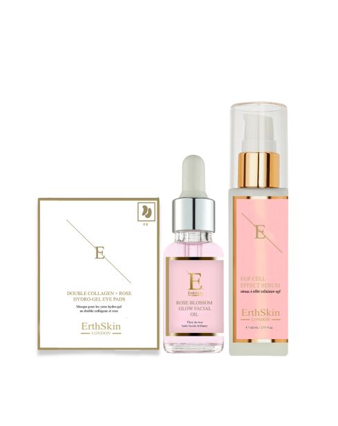 EGF Cell Effect Serum Set + Pink Radiance Face Oil + pinke Hydrogel-Augenklappen - 3 Stück