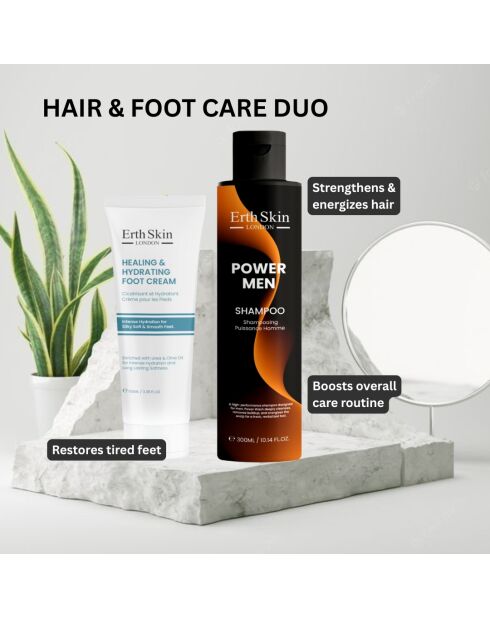 Champú Power Men 300 ml + Crema reparadora e hidratante para pies 100 ml