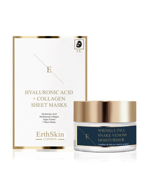 Set hidratante antiarrugas con veneno de serpiente y máscara de ácido hialurónico - 2 piezas