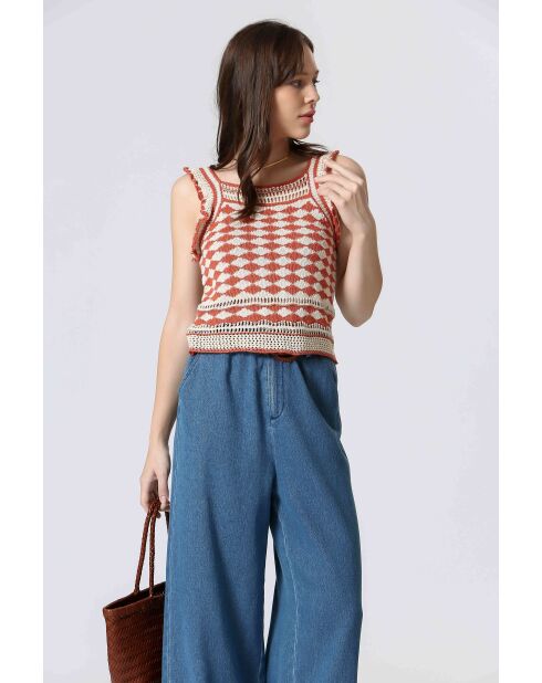 Top in maglia 61099020 Rosso