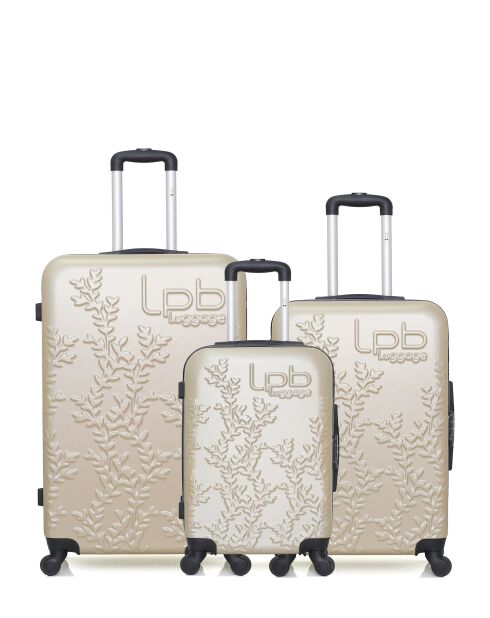 3 Valises long séjour, moyen séjour et cabine Nais 75/65/55 cm beiges