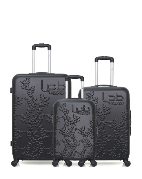 3 Valises long séjour, moyen séjour et cabine Nais 75/65/55 cm noires