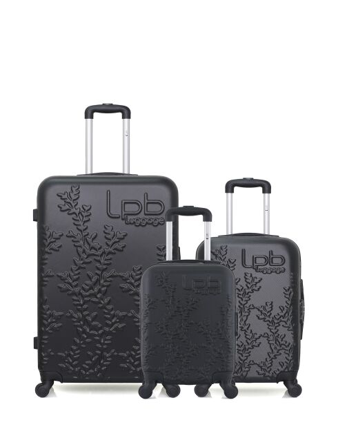 3 Valises long séjour, cabine et cabine XXS Nais 75/65/46 cm noires